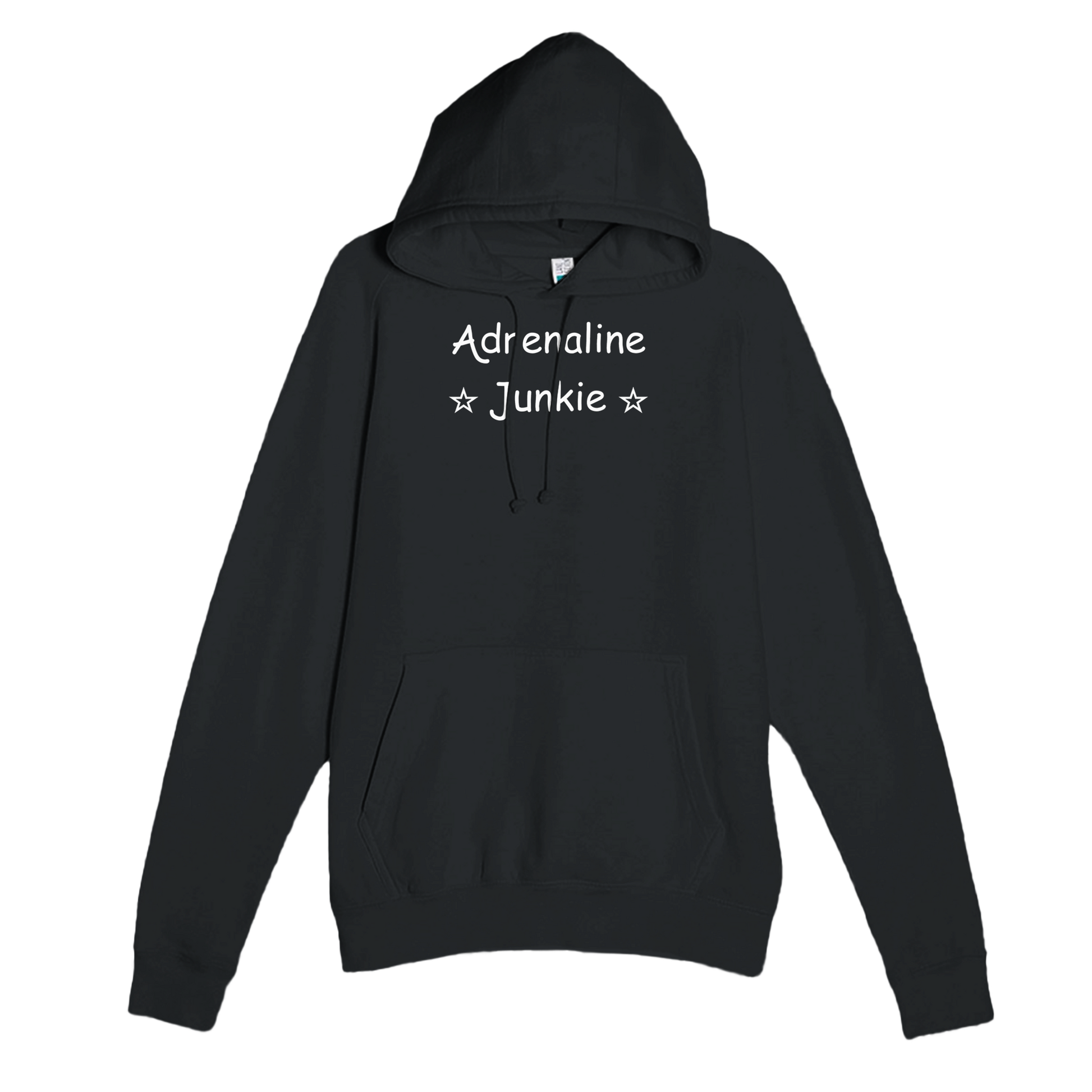 Black Premium Pullover Hoodie with Adrenaline Junkie design