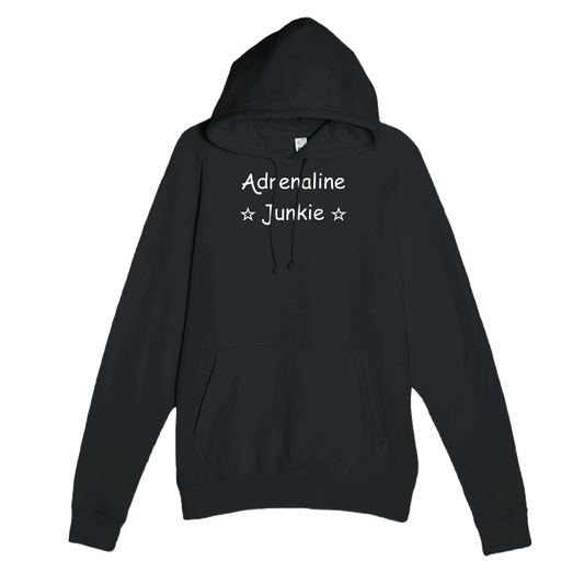 Black Premium Pullover Hoodie with Adrenaline Junkie design