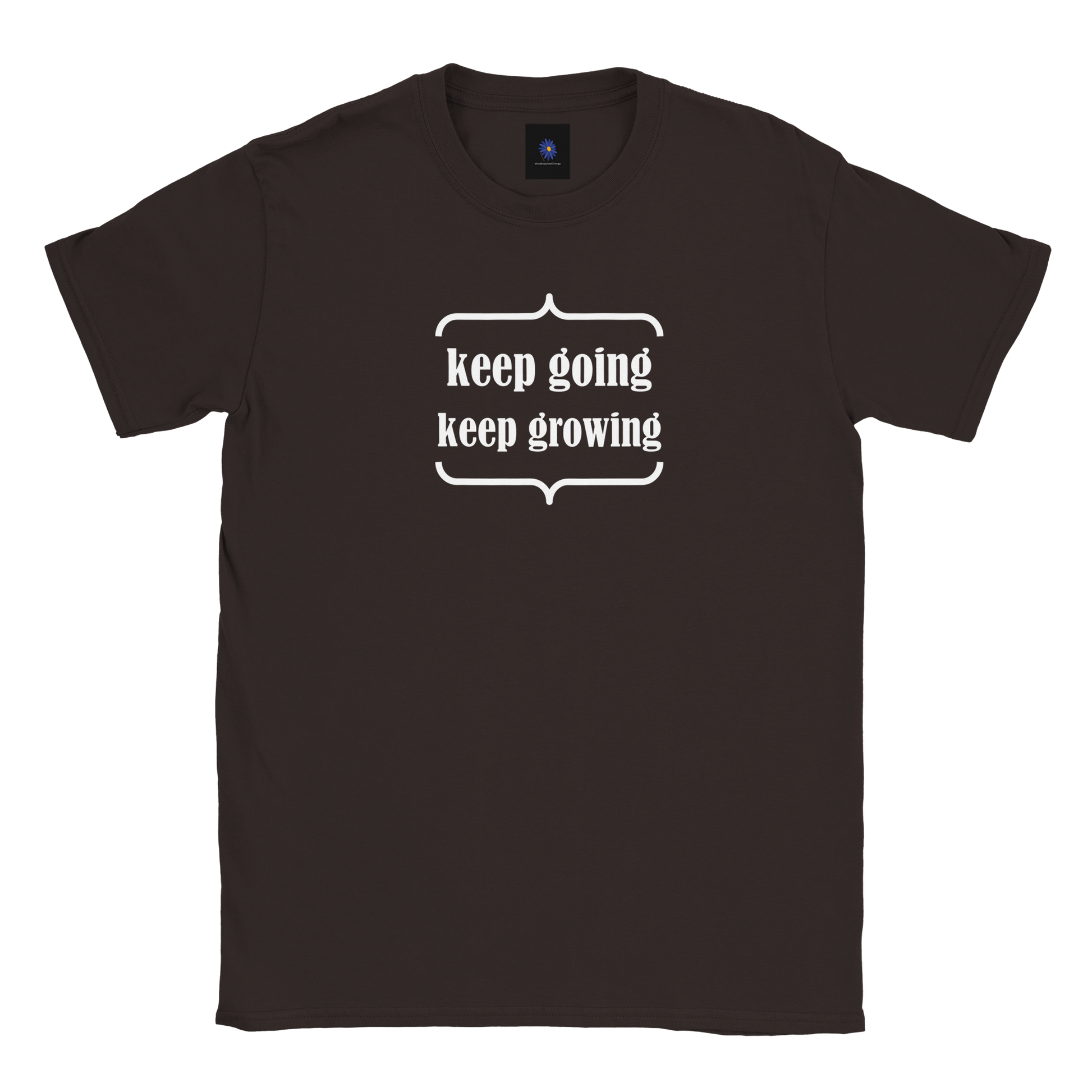 Dark classic cotton t-shirt with a Keep Going design