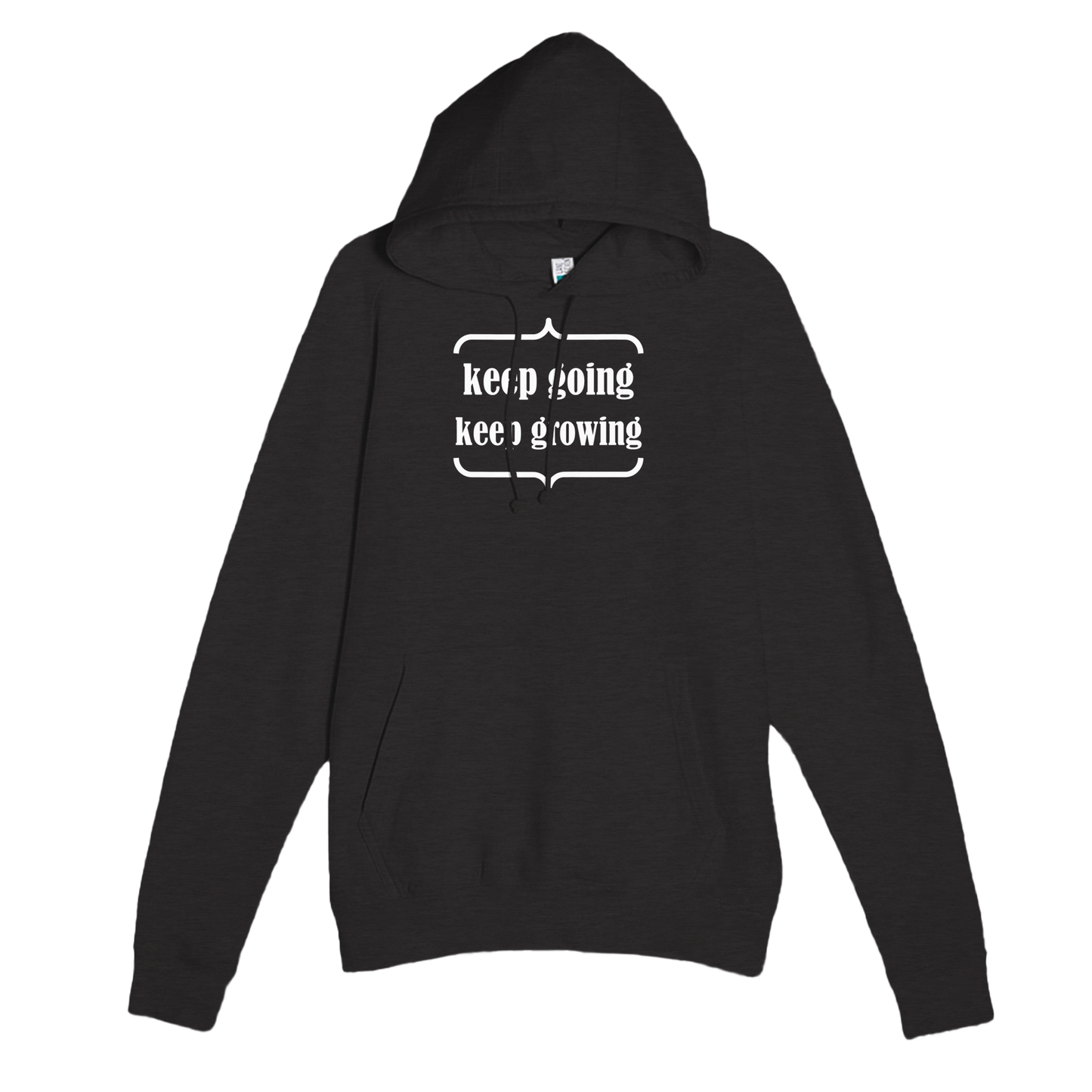 Dark premium hoodie with Keep Going design