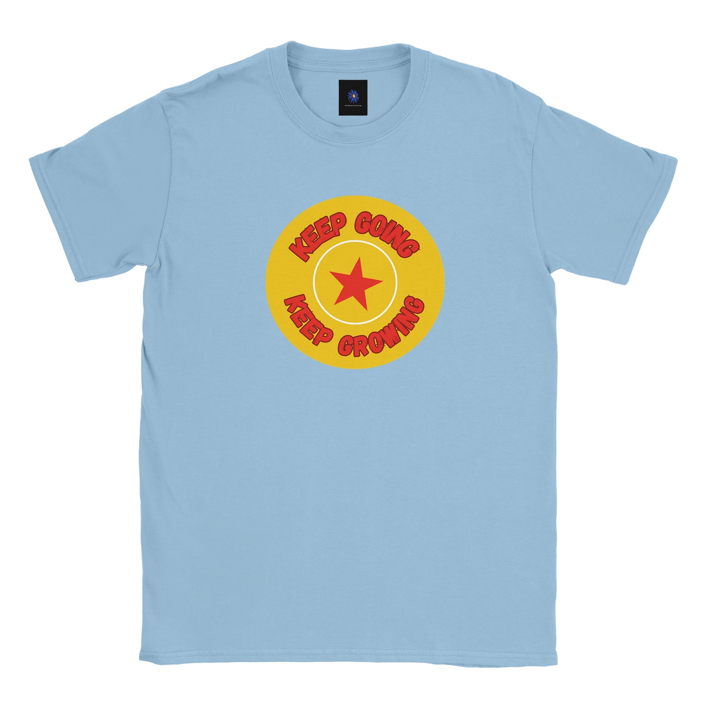 Light blue classic cotton t-shirt with Keep Going design