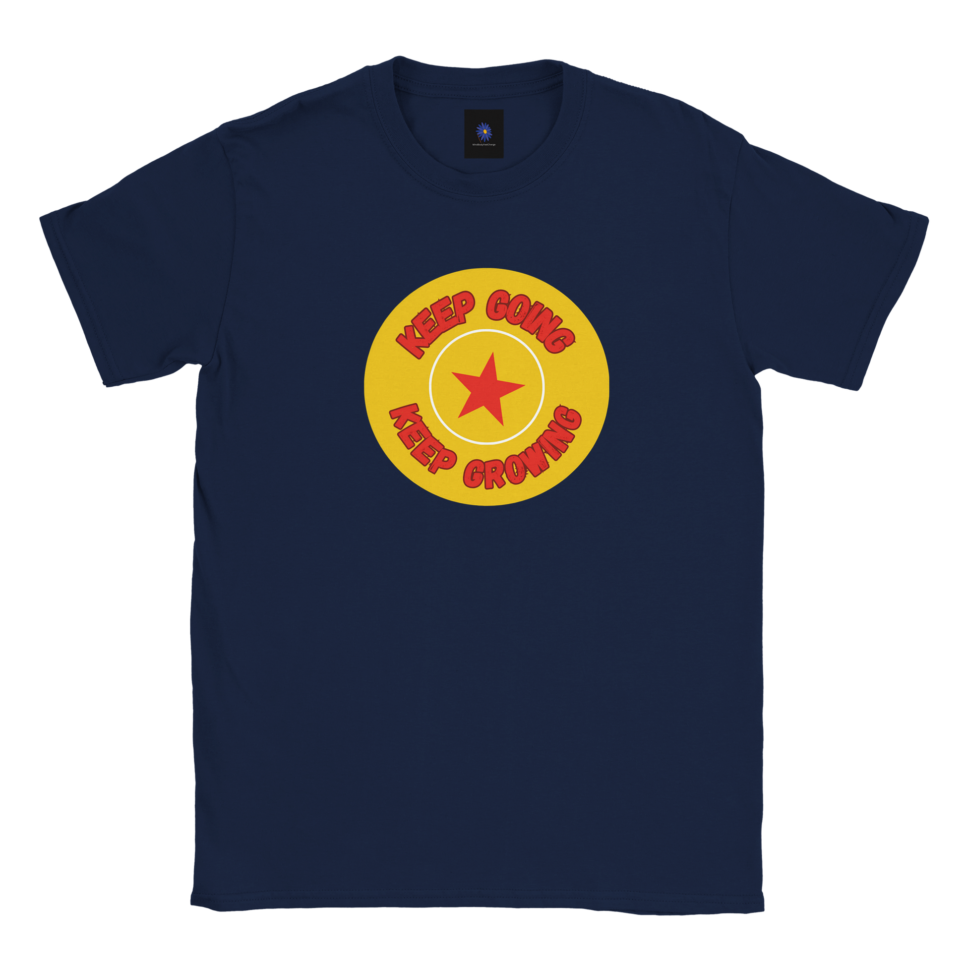 Navy classic cotton t-shirt with a Keep Going design