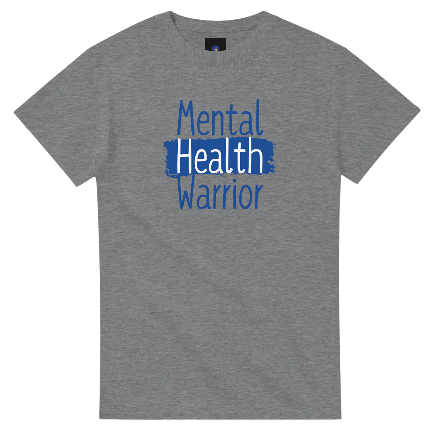 Grey classic cotton t-shirt with Mental Health Warrior design