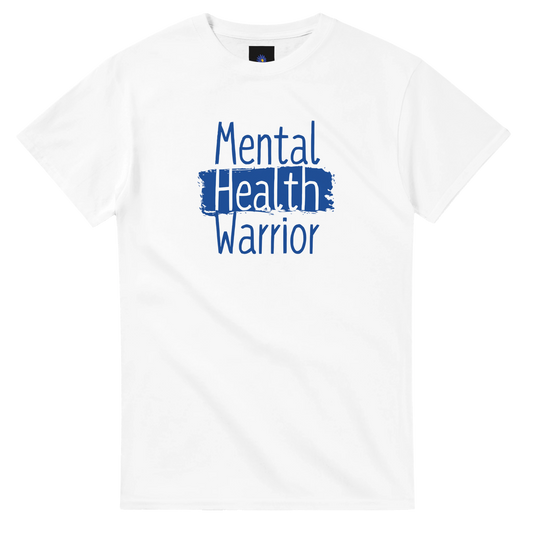 White classic cotton t-shirt with Mental Health Warrior design