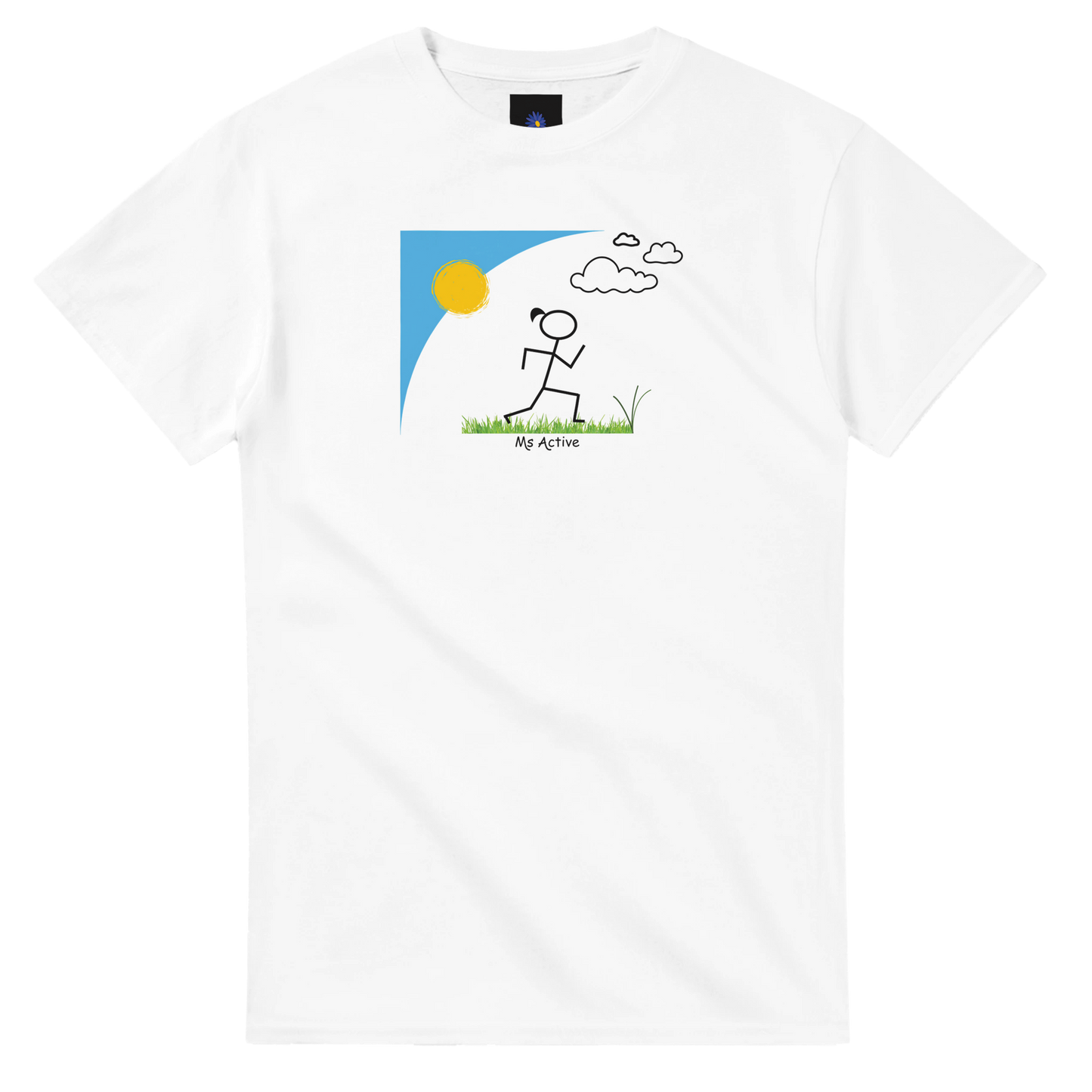 White heavyweight cotton t-shirt with Ms Active design