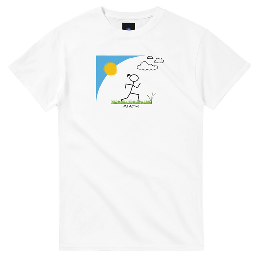 White heavyweight cotton t-shirt with Ms Active design