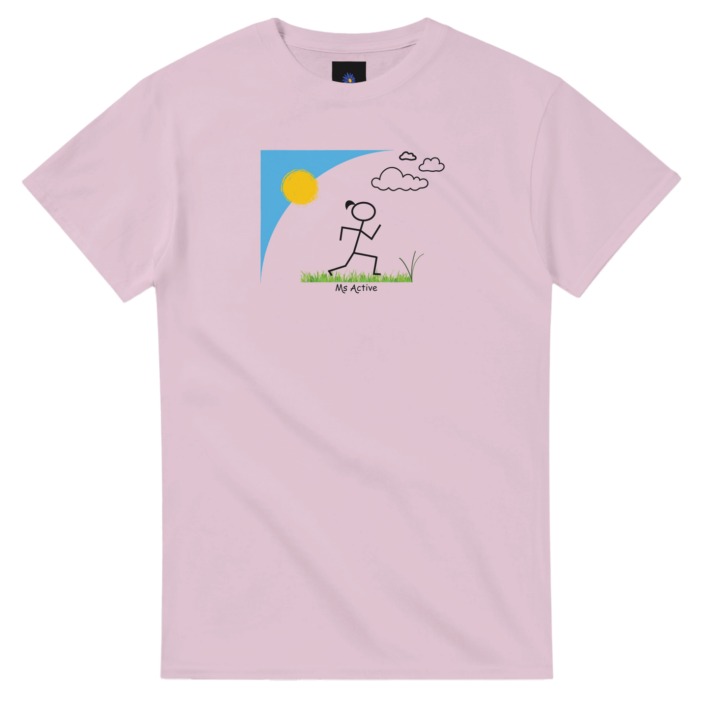 Pink heavyweight cotton t-shirt with Ms Active design