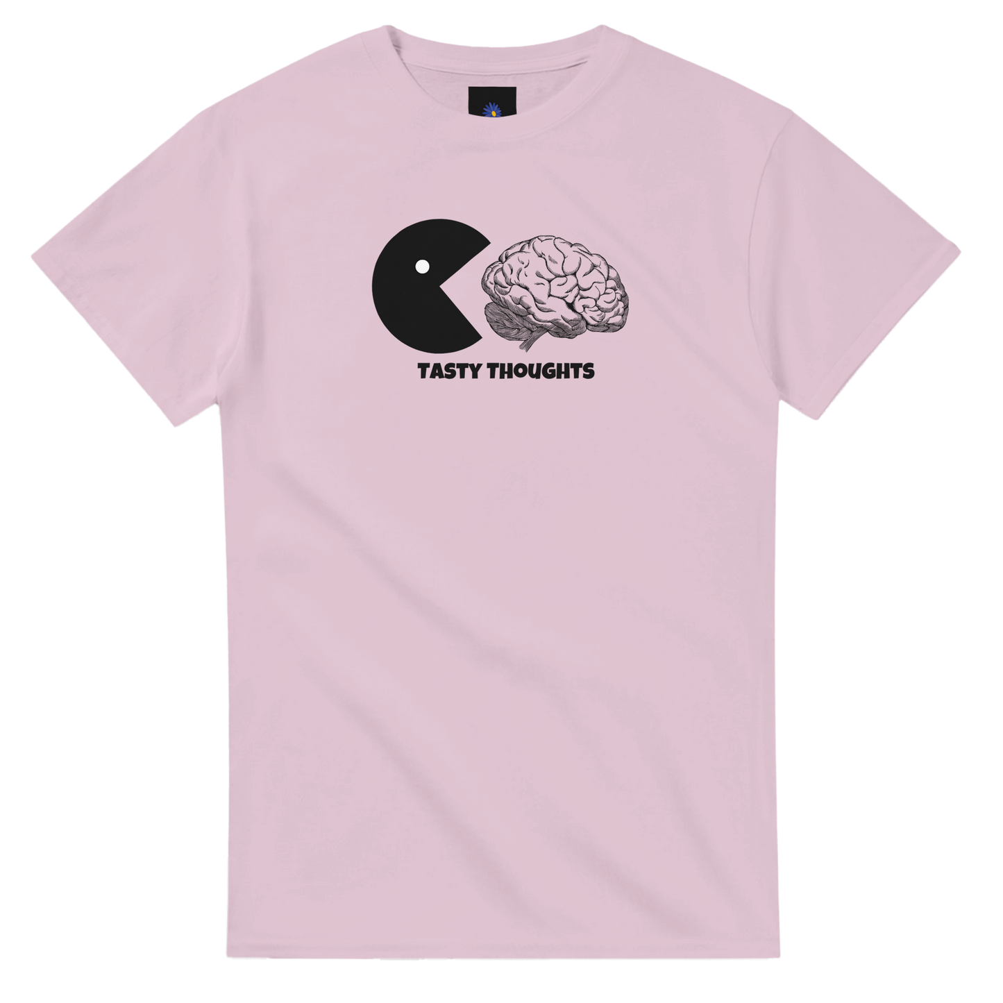 Pink heavyweight cotton t-shirt with Tasty Thoughts design.