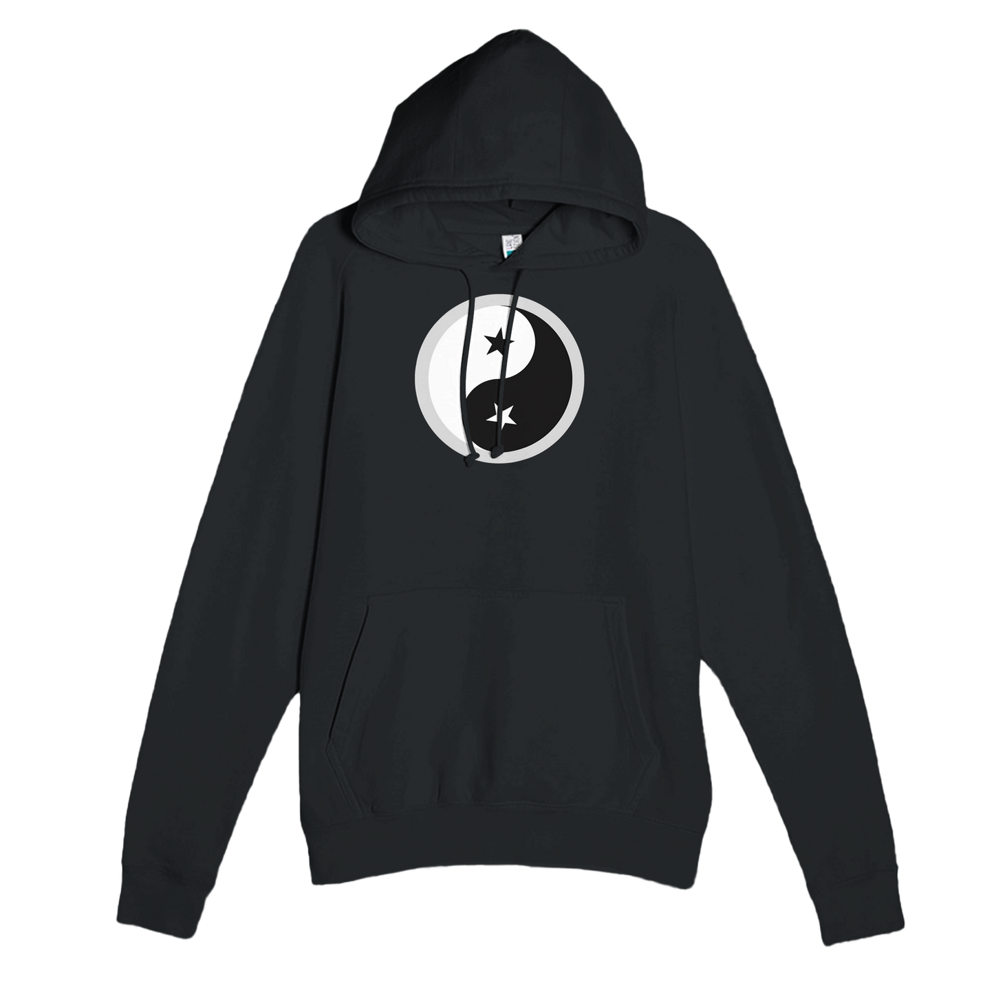 Black Premium Unisex Pullover Hoodie with Yin Yang design