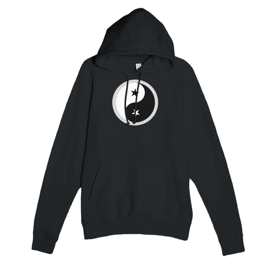 Black Premium Unisex Pullover Hoodie with Yin Yang design