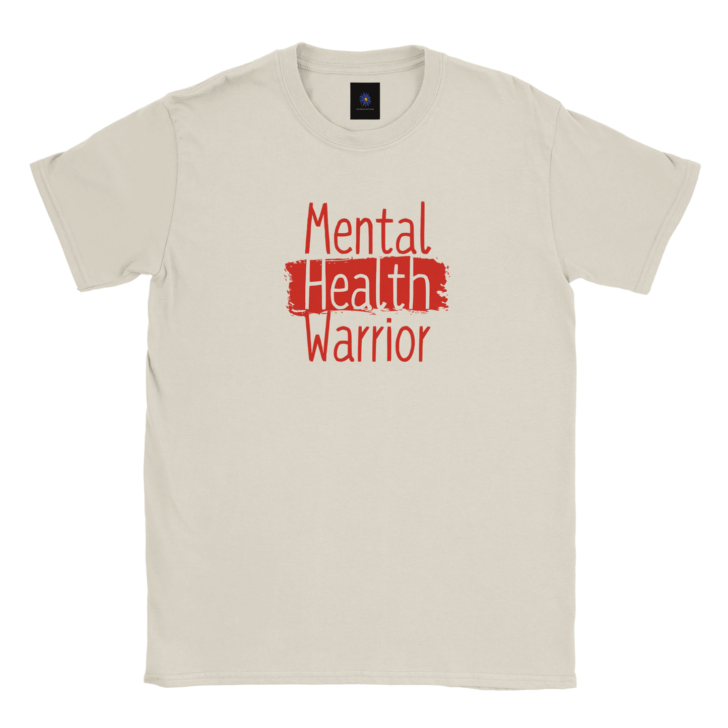 Light classic cotton t-shirt with Mental Health Warrior graphic